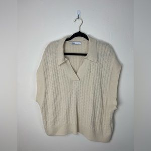 Zara Women's Cream Polo-shirts Large - pls read below